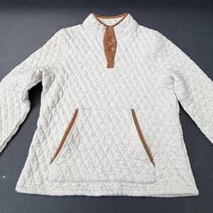Orvis cream quilted pullover with brown accents Size M